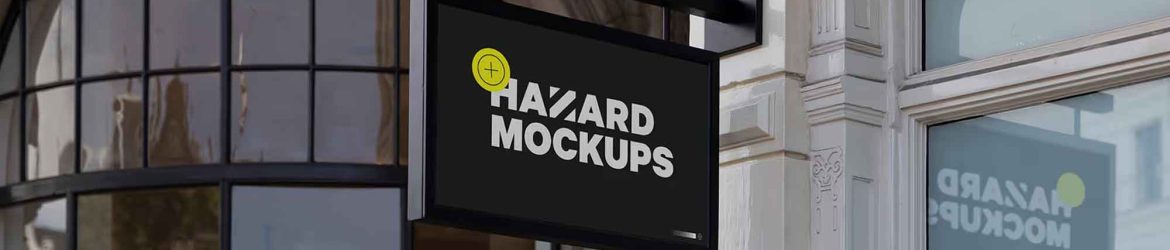 Free Rectangle Box Retail Store Sign Mockup PSD