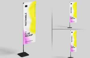 Free Rectangle Flags Mockups PSD set