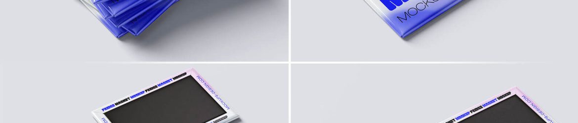 Free Rectangle Fridge Magnet Mockup PSD set