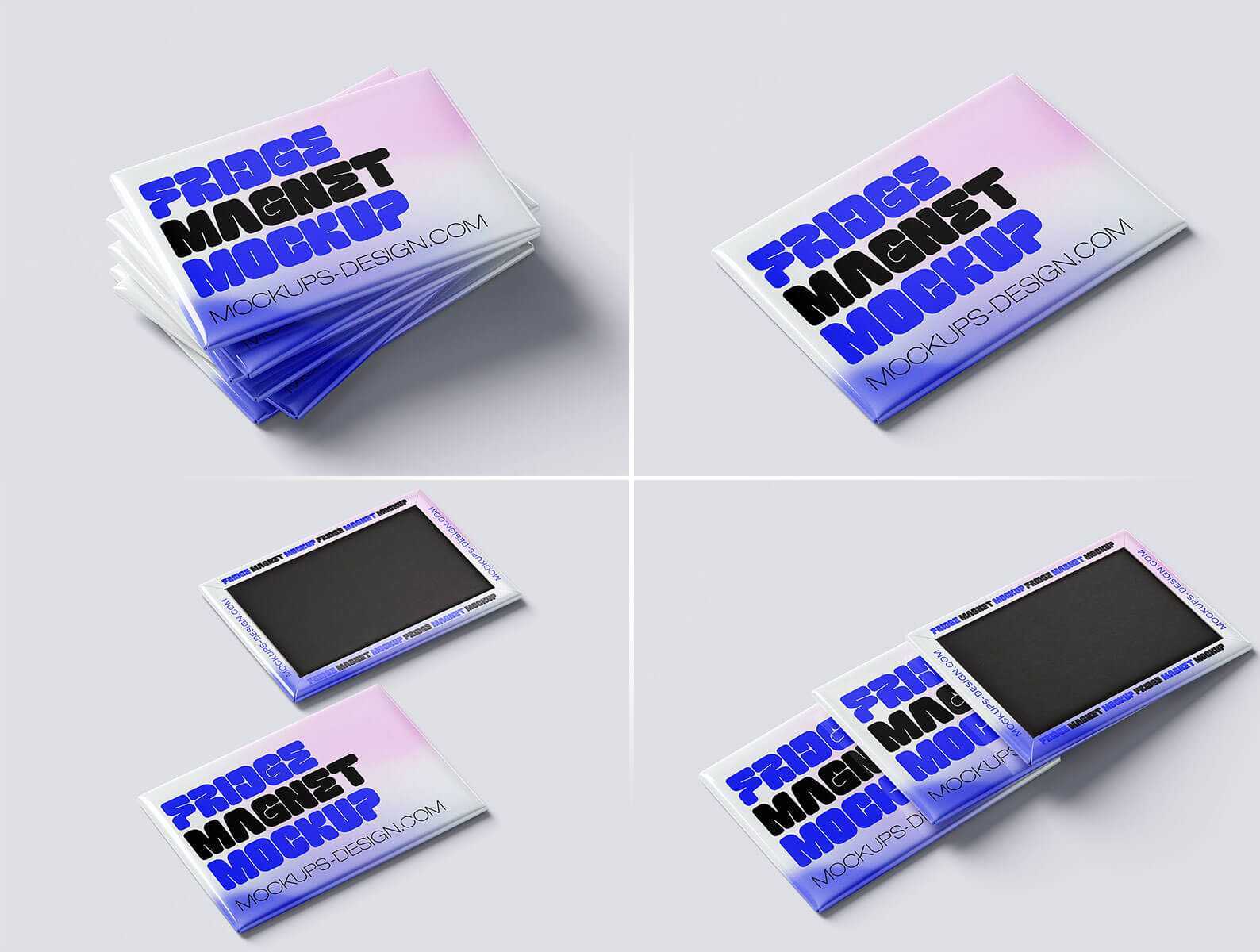 Free Rectangle Fridge Magnet Mockup PSD set
