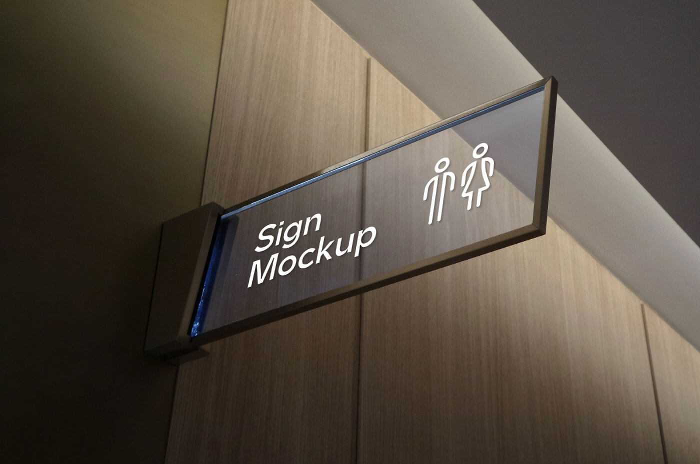 Free Rectangle Glass Sign Mockup PSD