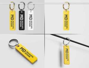 Free Rectangle KeyChain Mockups PSD set