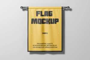 Free Rectangle Pennant Flag Mockup PSD