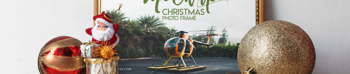 Free Rectangle Photo Frame Christmas Scene Mockup PSD