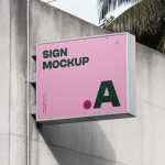Free Rectangle Sign on Concrete Wall Mockup - Free PSD Download Free Rectangle Sign on Concrete Wall Mockup