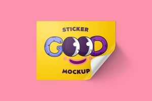 Free Rectangle Sticker Mockup PSD