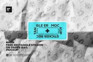 Free Rectangle Sticker On Paper Bag Mockup