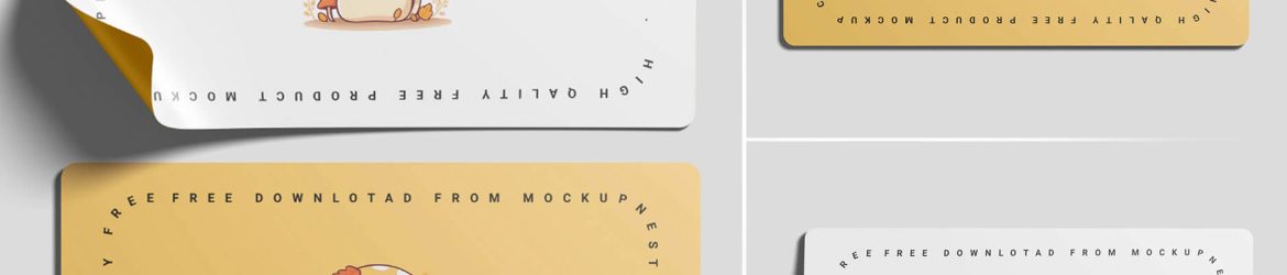 Free Rectangle Stickers Mockup PSD