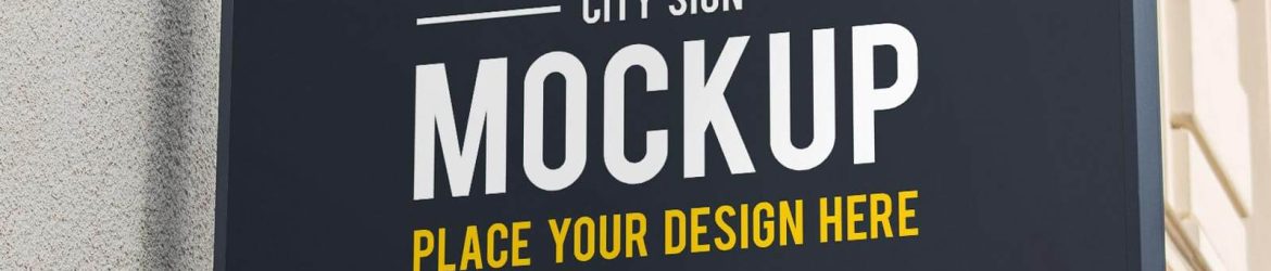 Free Rectangle Wall Mounted Signage Box Mockup PSD