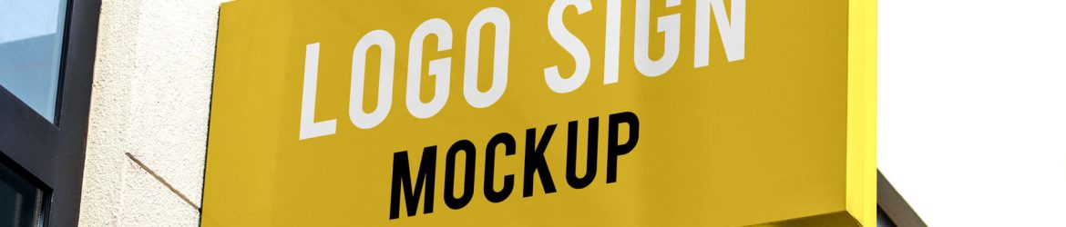 Free Rectangular Logo Signage Mock-up PSD