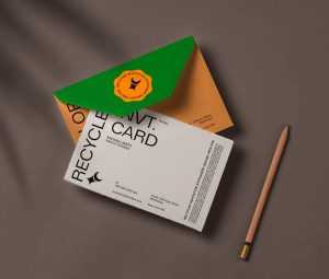 Free Recycled Paper Invitation Card Mockup PSD