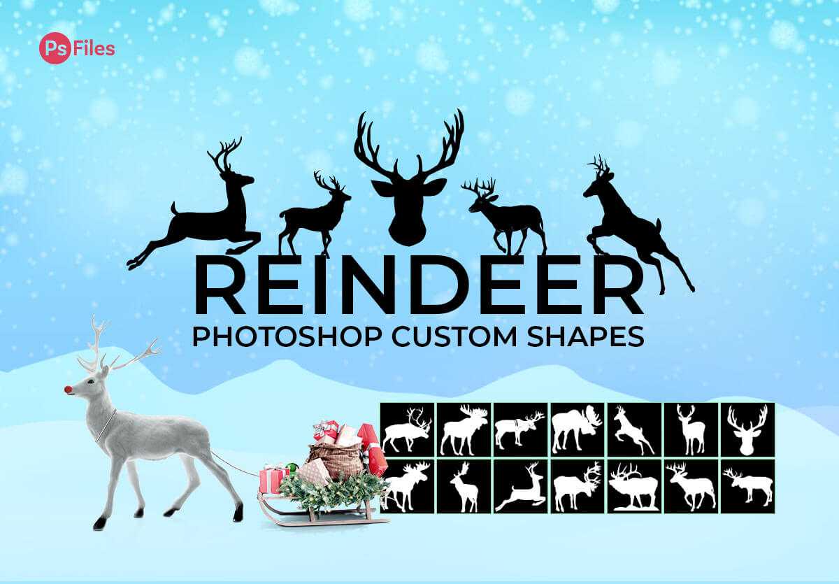 Free Reindeer Photoshop Custom Shapes Silhouettes