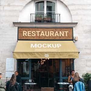 Free Restaurant Cafe Frontage Mockup PSD