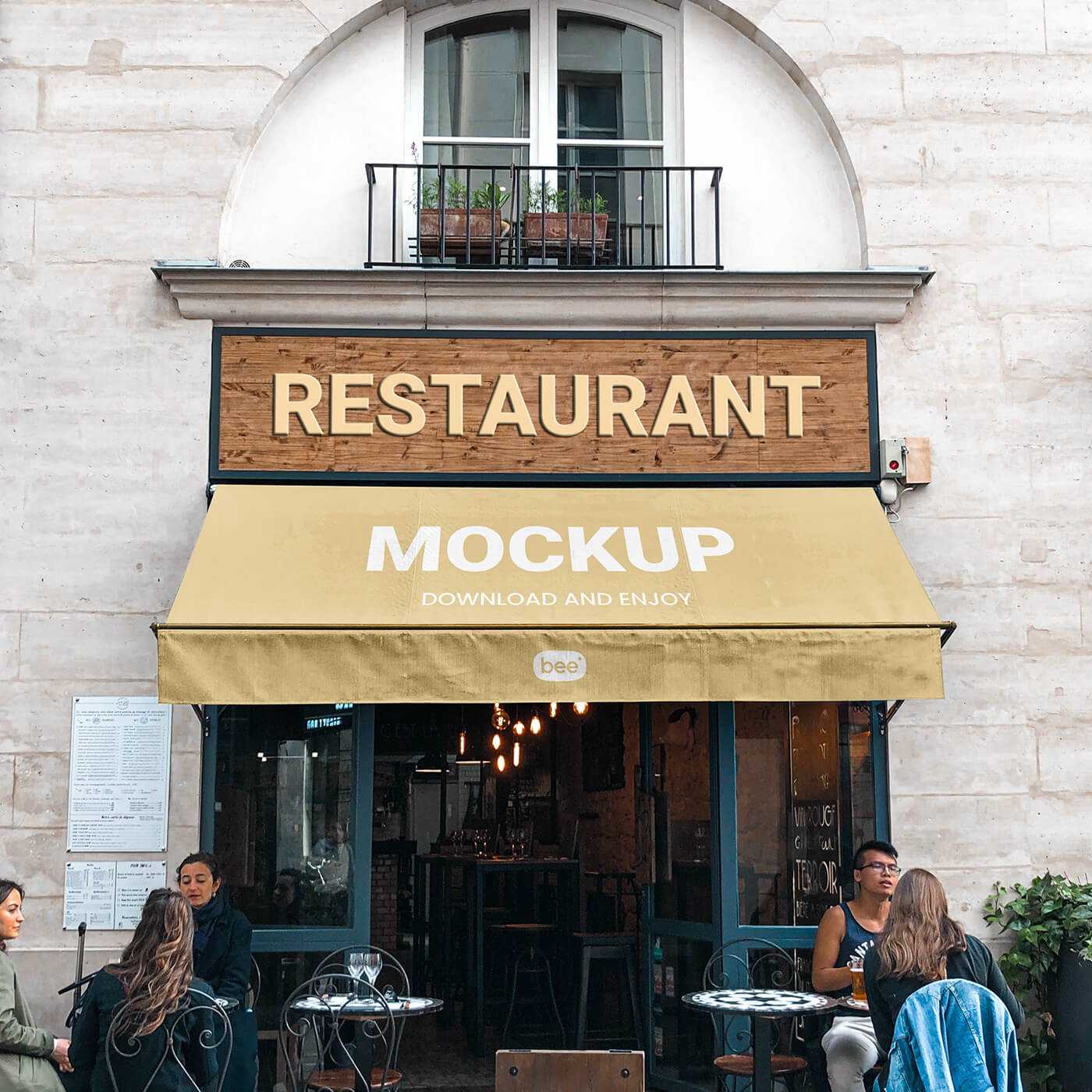 Free Restaurant Cafe Frontage Mockup PSD