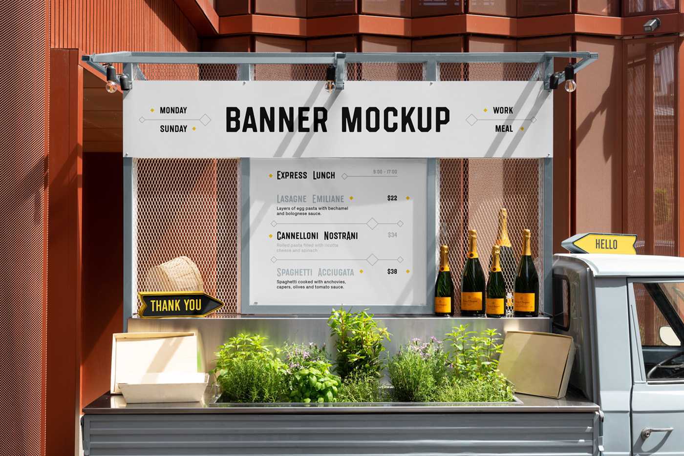 Free Restaurant Food Truck Mockup