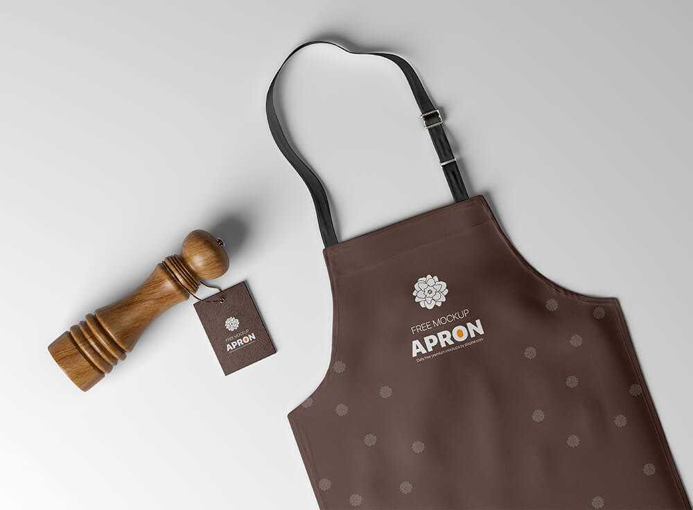 Free Restaurant Logo Branding Tag and Apron Mockup PSD
