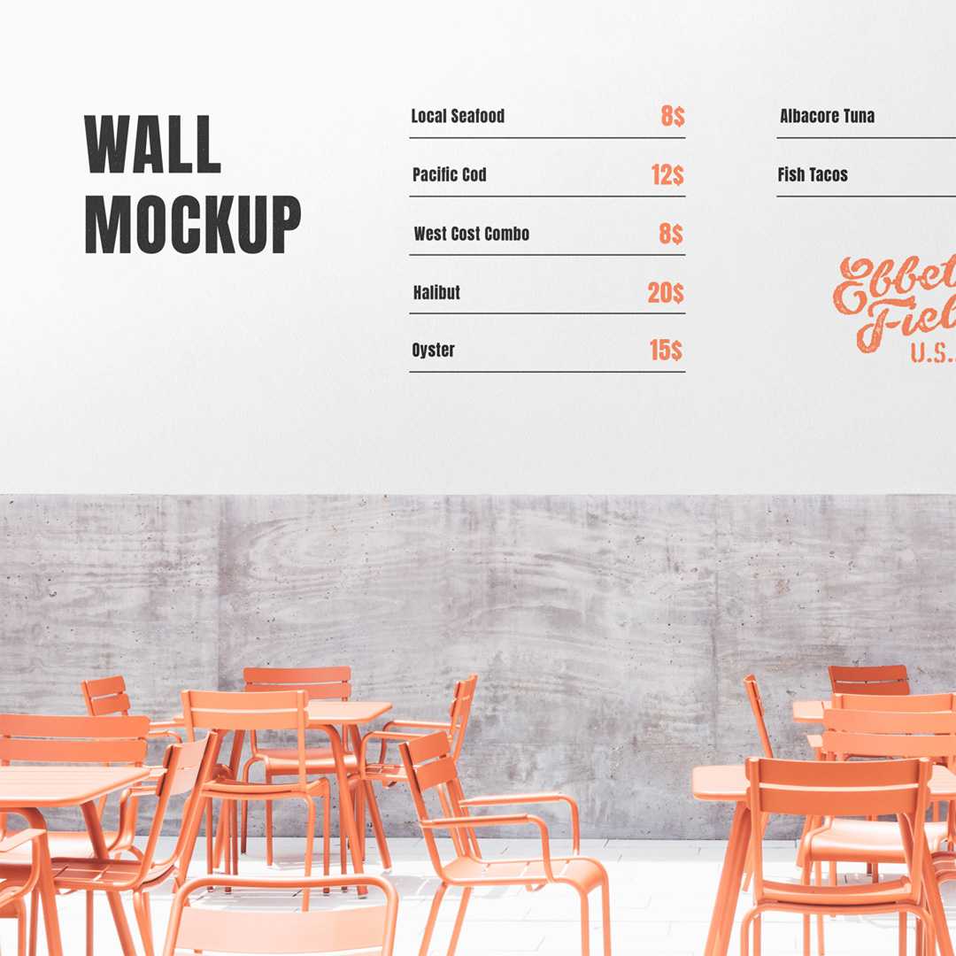 Free Restuaurant Wall Mockup