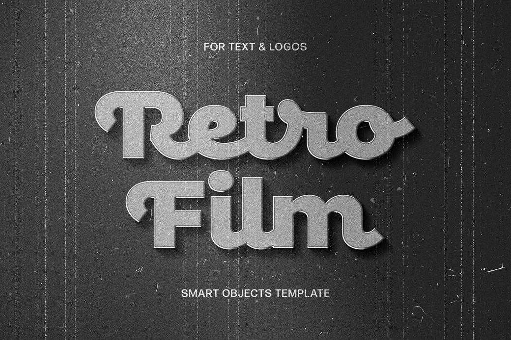 Free Retro Black & White Text Mockup and Logo Effect PSD