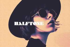 Free Retro Halftone Print Photo Effect PSD