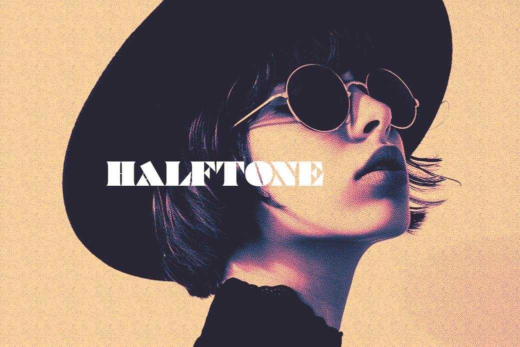 Free Retro Halftone Print Photo Effect PSD