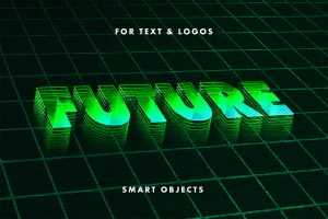 Free Retrowave Mesh Text Effect PSD — 80s Synthwave Photoshop Style Free Download