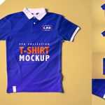 Free Rib Collar Polo T-Shirt Mockup PSD (Front, Back & Folded Views)