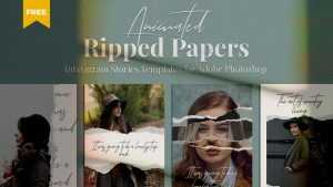 Free Ripped Paper Instagram Stories Template PSD - Free PsFiles