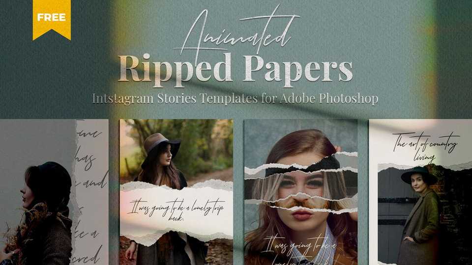 Free Ripped Paper Instagram Stories Template PSD - Free PsFiles