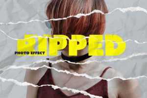 Free Ripped Paper Photo Effect Mockup PSD