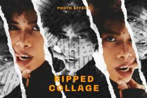 Free Ripped Paper Photo Effect PSD Template