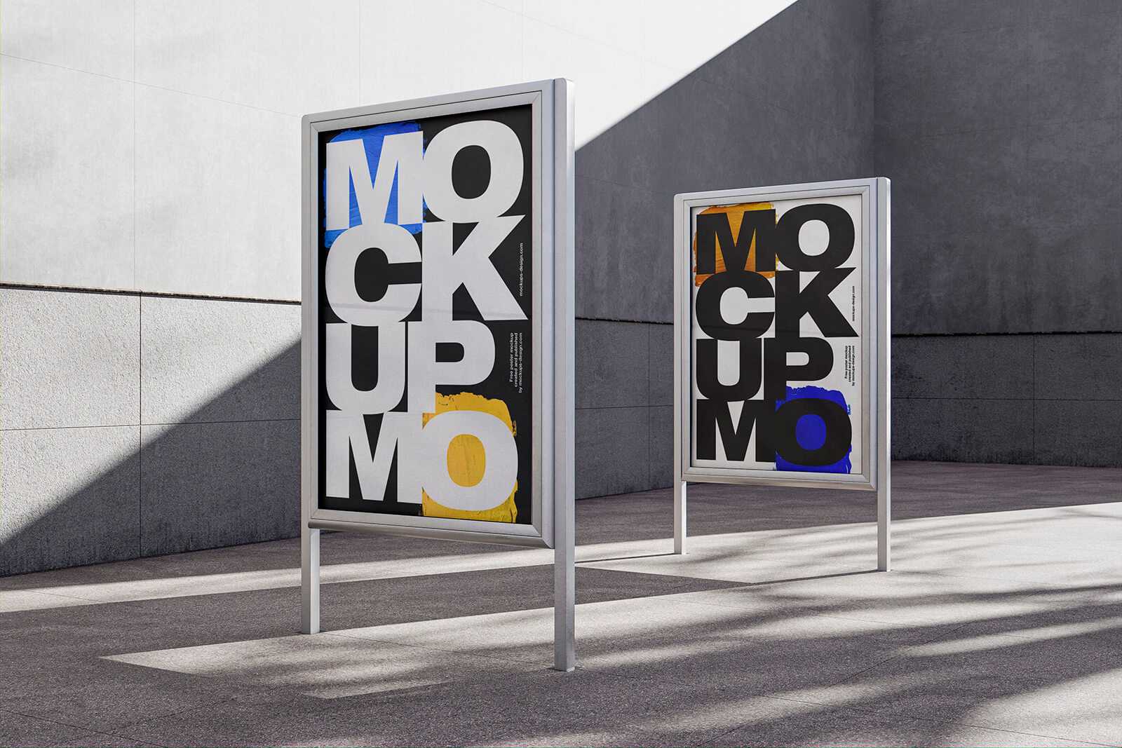 Free Roadside Framed Street Poster Mockups PSD Set