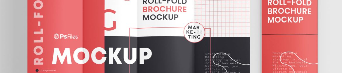 Free Roll Fold or 4 fold Brochure Mockup 3 PSD files