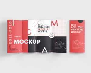 Free Roll Fold or 4 fold Brochure Mockup 3 PSD files