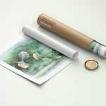 Free Rolled Canvas Poster with Paper Tube Mockup PSD