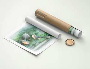 Free Rolled Canvas Poster with Paper Tube Mockup PSD