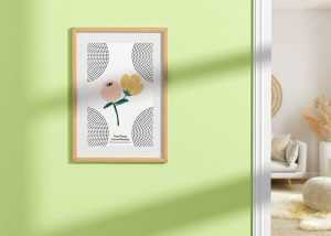 Free Room Wall Wooden Photo Frame Mockup PSD
