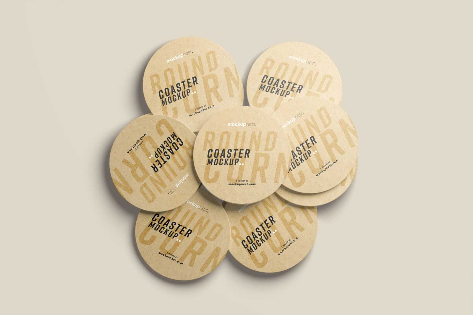 Free Round Coaster Mockup