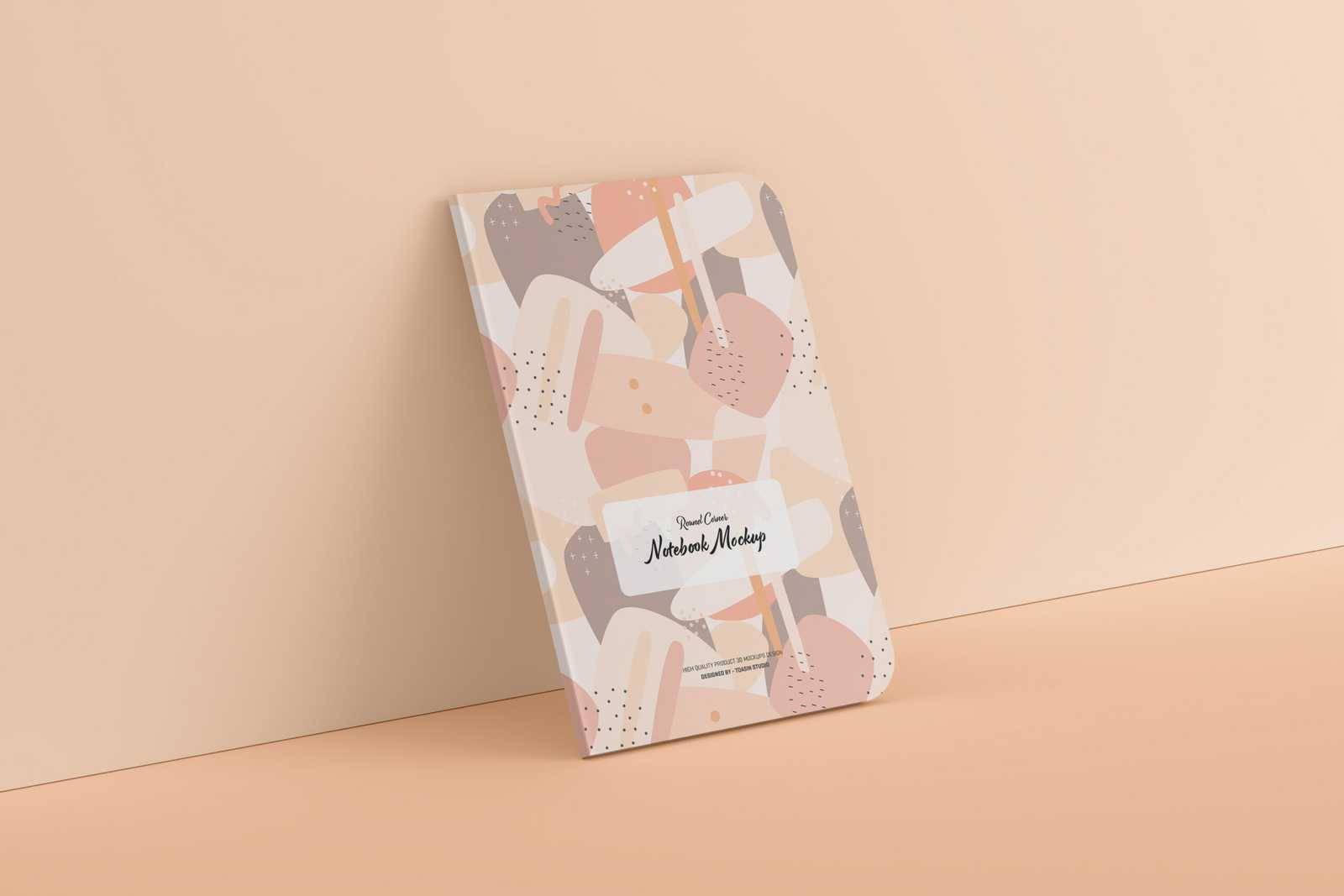 Free Round Corner Notebook PSD Mockup