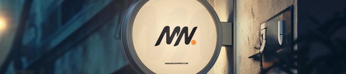 Free Round Hanging Signboard Mockup