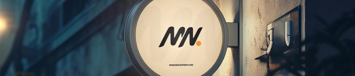 Free Round Hanging Signboard Mockup PSD
