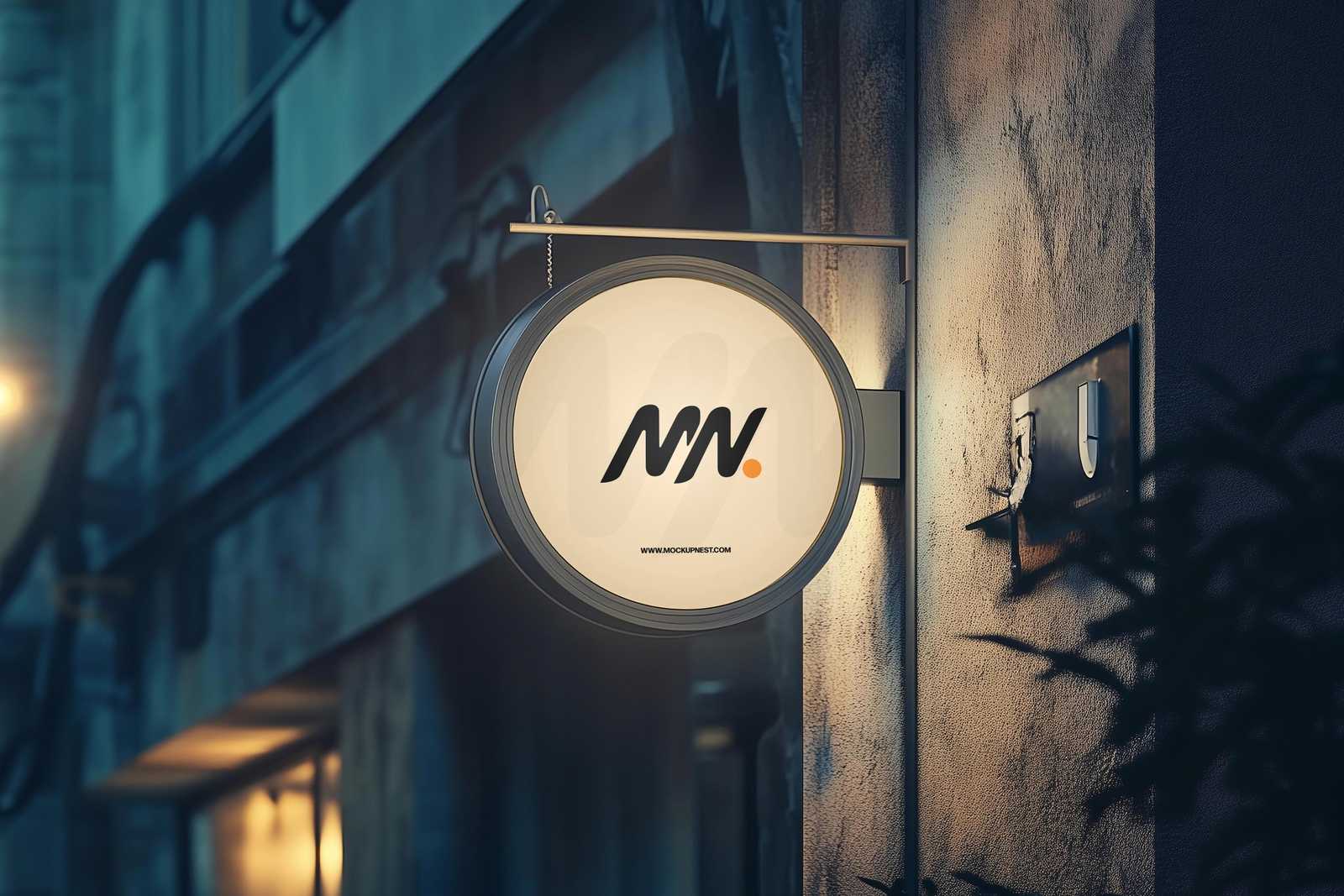 Free Round Hanging Signboard Mockup