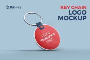 Free Round Keychain Logo Mockup PSD