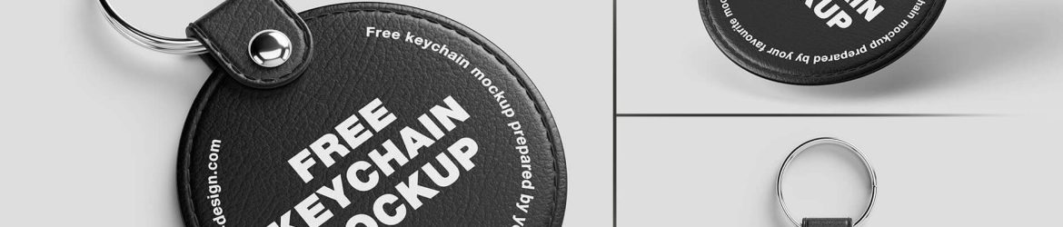 Free Round Leather Keychain Mockup PSD Set