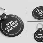 Free Round Leather Keychain Mockup PSD Set