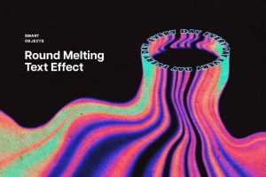 Free Round Melting Text Effect PSD