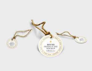 Free Round Product Tag Mockup PSD Set