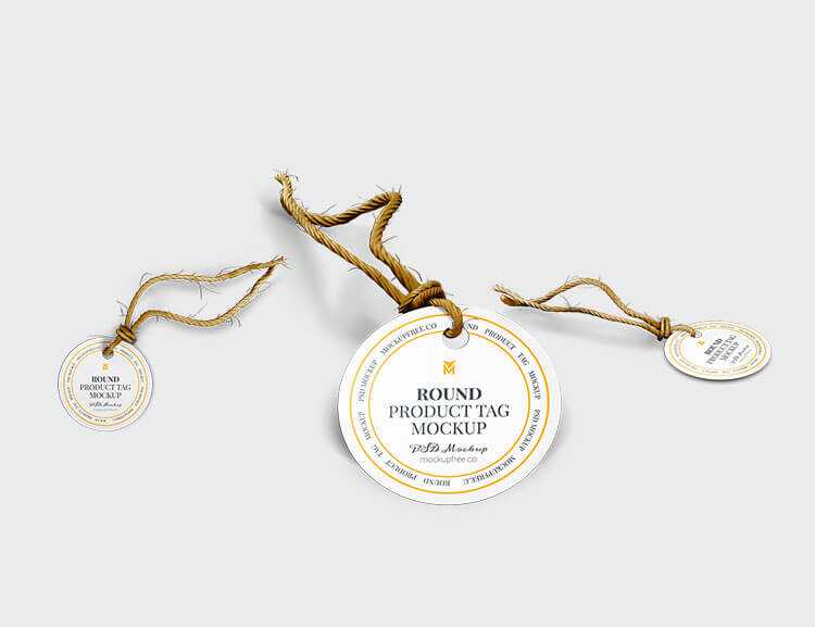 Free Round Product Tag Mockup PSD Set