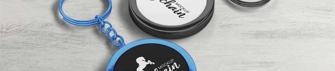 Free Round Shape Keychain Mockup Set PSD