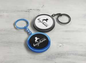 Free Round Shape Keychain Mockup Set PSD