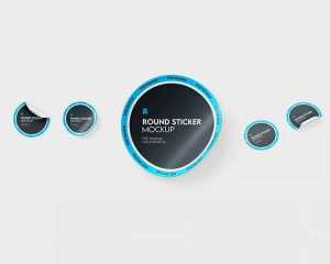 Free Round Sticker Label Mockup PSD Set for Packaging